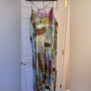 Abstract Multicolor Backless Dress
